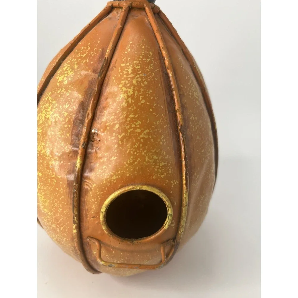 Vintage Pumpkin Bird Feeder Orange Tin Fall Decor
